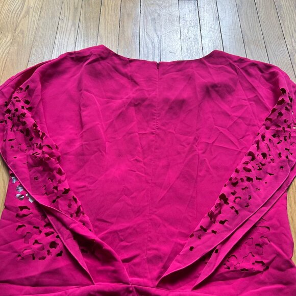 Rene Ruiz Size 16 NEW Hot Berry Pink Cocktail Lace Cutout Cap Sleeve Crepe Dress - Picture 11 of 11